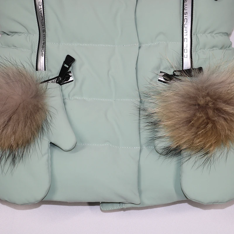 Latest designs polyester and cotton girls fur hood coat