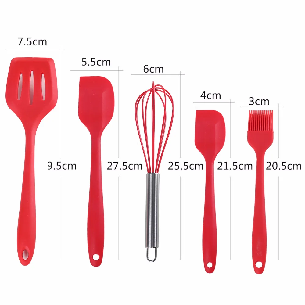 new household bundle 5 piece silicone kitchen utensils set for cooking
