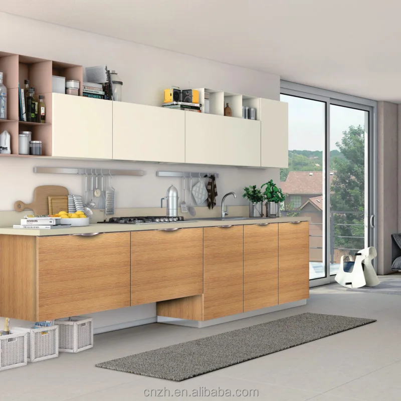 Algeria Apartment project custom wood laminate fiber kitchen cabinets