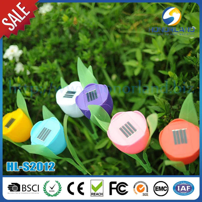 Outdoor Decor Colorful Tulip Sunflower Led Light Solar Stake Led Garden Light