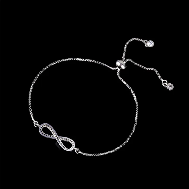 
Factory wholesale adjustable jewelry pull handle rope cross no limit 8 word set zircon bracelet 