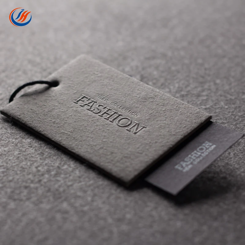 High Quality Custom Black Embossed UV Hang Tags for Clothing