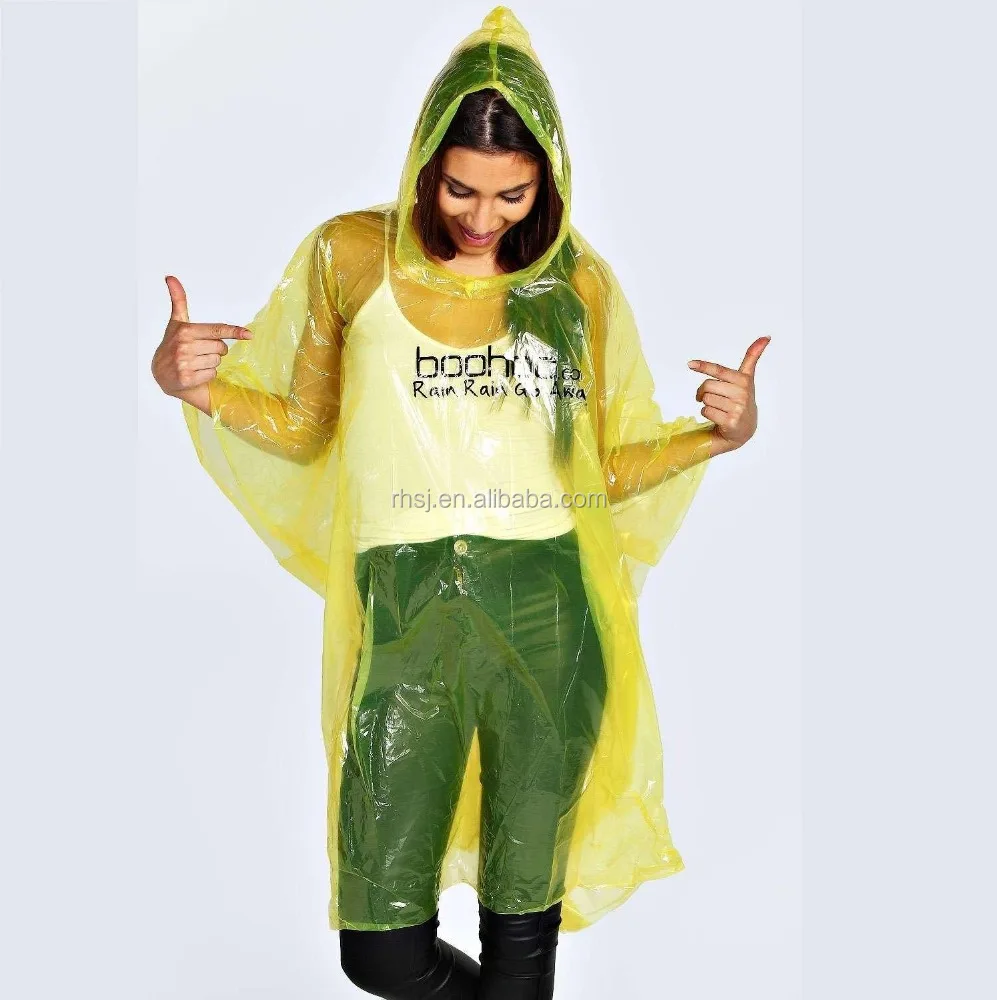 Cheap cost plastic clear waterproof PE rain poncho