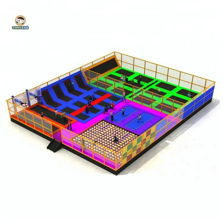 Custom big Size Foam Bungee Jumping Bed ft Kids slide indoor playground Outdoor Square Trampoline