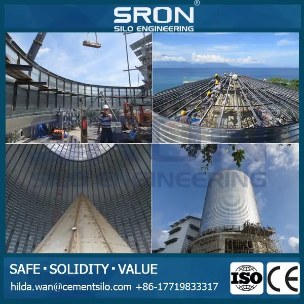 Customized Steel 5000 Ton Cement Silo , SRON Engineers Available Service Overseas