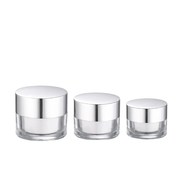 round 15ml 30ml 50ml double wall cosmetic jar with silver lid