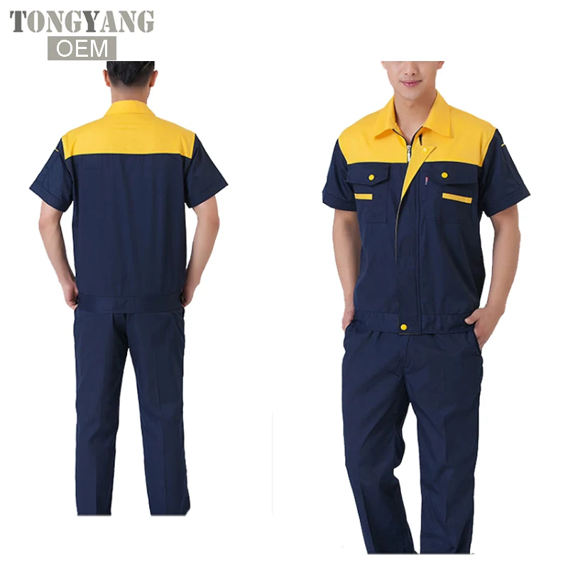 TONGYANG New Men Women Work Clothing Sets Workwear Suits Summer Short Sleeve Jackets+Pants Factory Car Repair Workers Uniforms