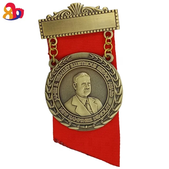 Custom james e whalley illustrious service award key military medals for sublimation