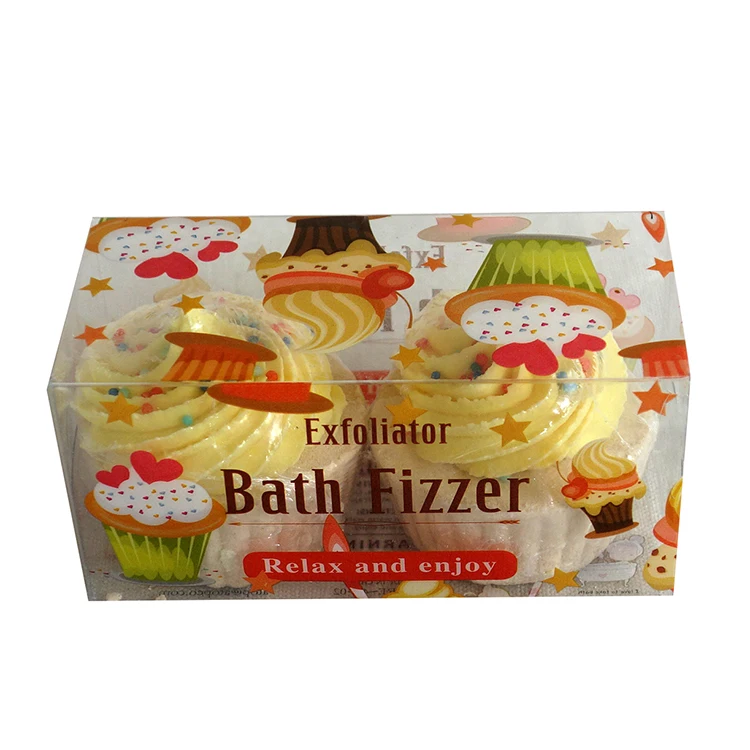 small cake shape  Bath Bombs bath fizzer OEM Custom Logo on printing PVC BOX