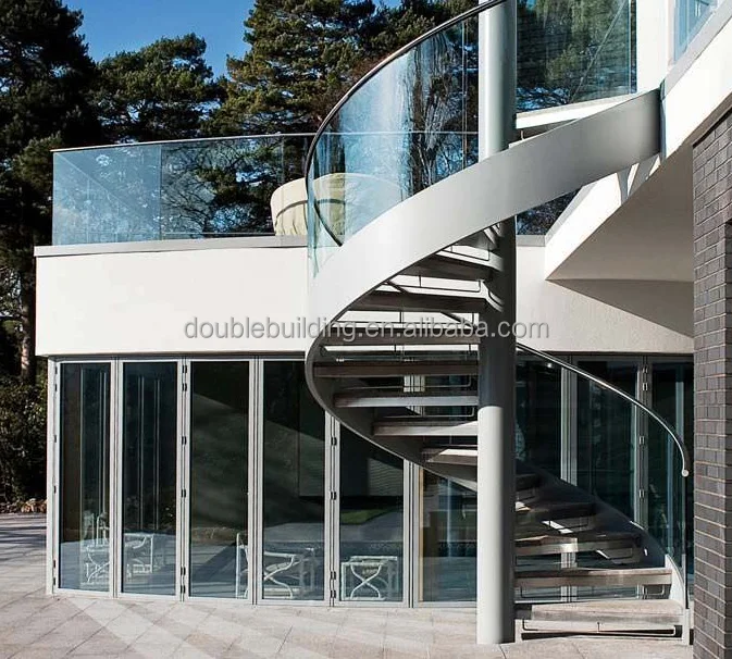 Modern Glass Staircase Spiral/ Aluminum Spiral Staircase Outdoor