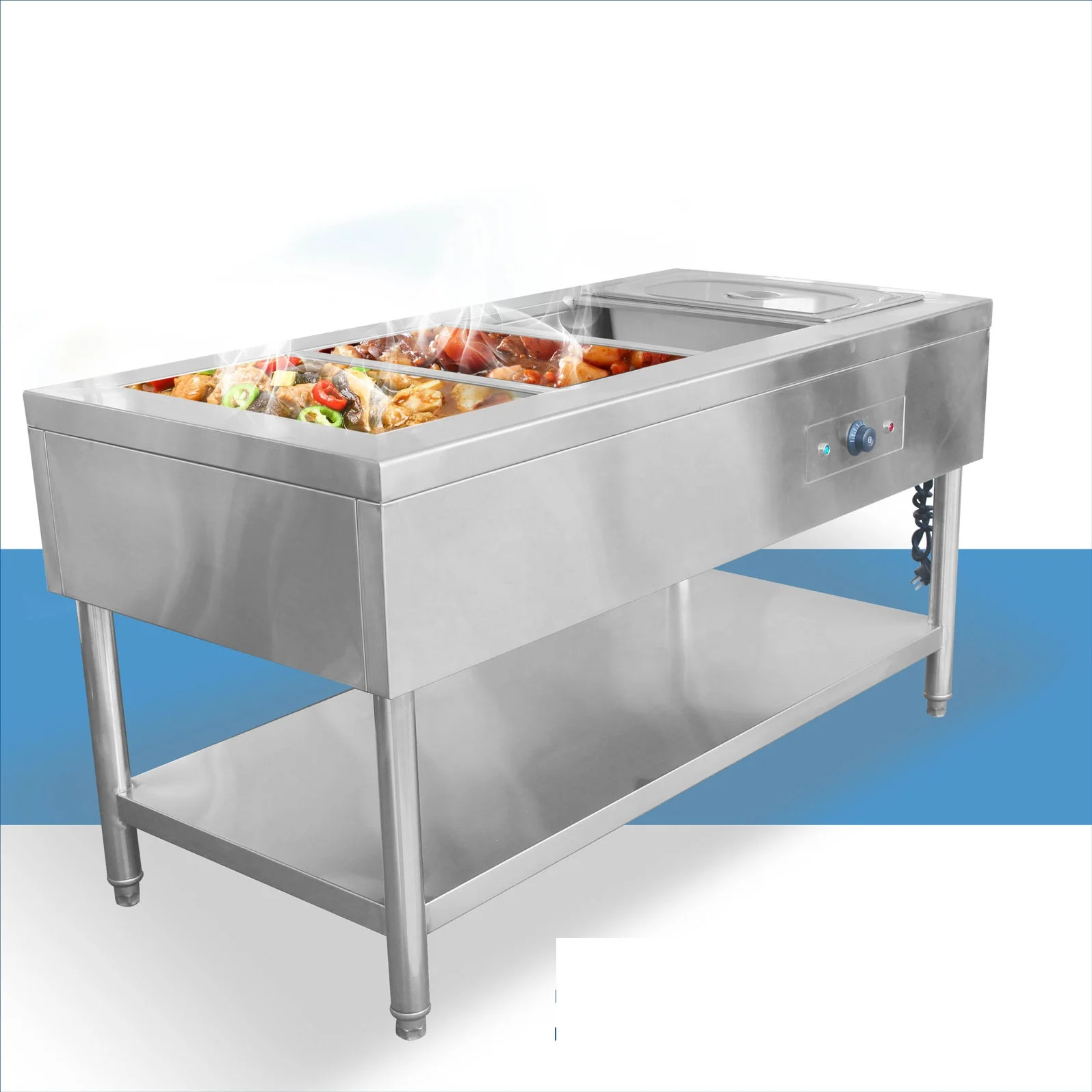 
Binzhou professional kitchen equipment hot cooked food display counter 