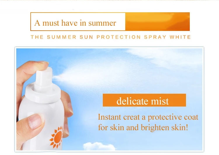 GMP factory OEM UV protection halal sunblock skin whitening sunscreen spray for face and body