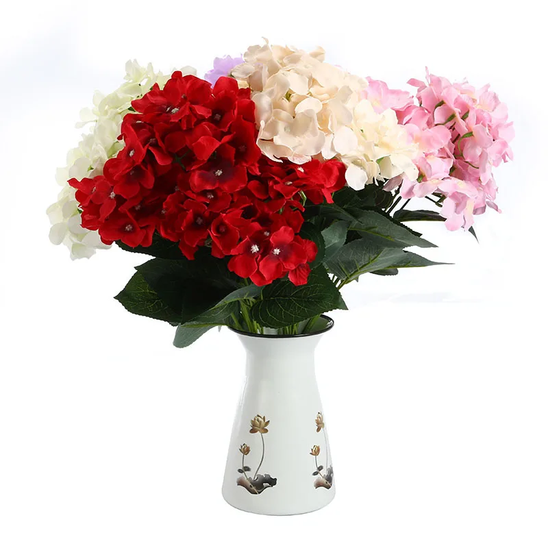 Hot Selling 50cm Hydrangea 7 Heads Bunch Faux hydrangea For Home Decoration Wedding Hydrangea Artificial Flowers