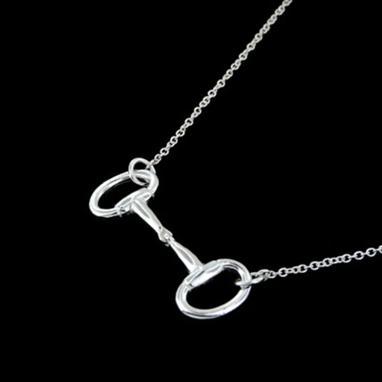 Online Shop China Horse Jewelry Silver D Ring Snaffle Bit Necklace For Gift