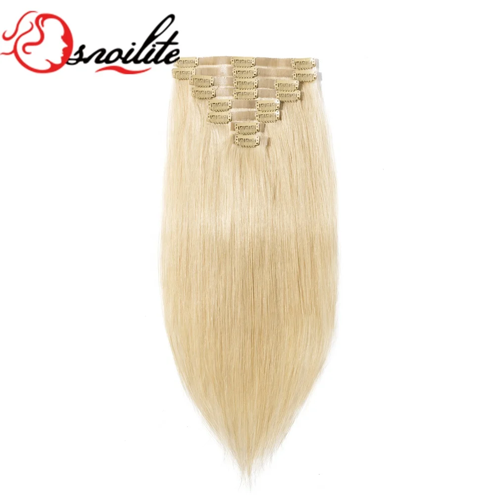 Full head 8pieces set 100% Remy human pu skin weft seamless clip in hair extensions