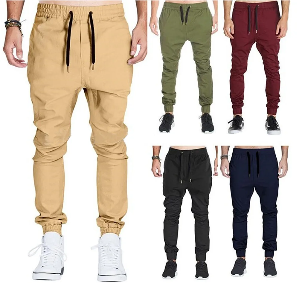 Wholesale Men Twill Chino Cargo Baggy Sweatpants Slim Fit Jogger Pants