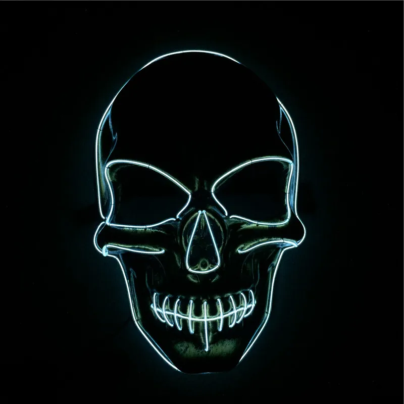 El Wire Neon Nightlife Light Up Scary Death Skulling Mask Skeleton Mask