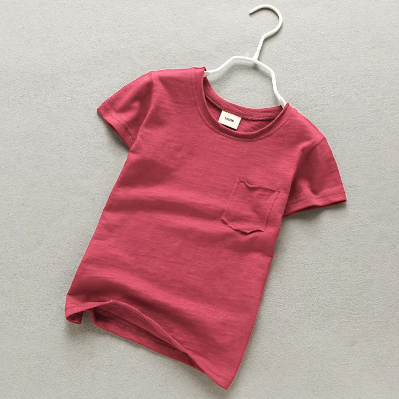 100% cotton solid color shirts for baby girls boutique short sleeve kids t shirts wholesale