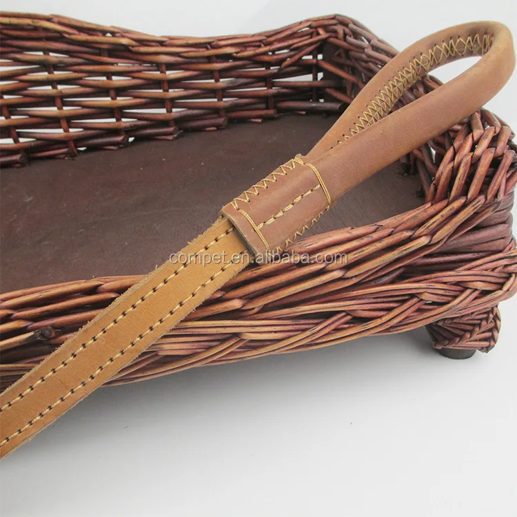 Handle used cattle hide short dog leads double stitched leather dog leash