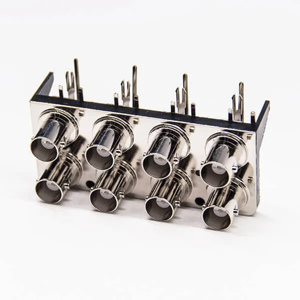 Правый угловой 2x4 Женский RCA к BNC разъем для печатного монтажа