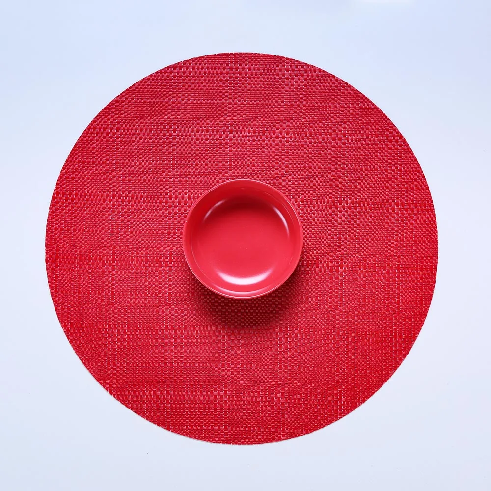 Fashion design OEM welcome best price outdoor dishwasher safe wholesale pvc table plate mats vinyl fabric placemat round