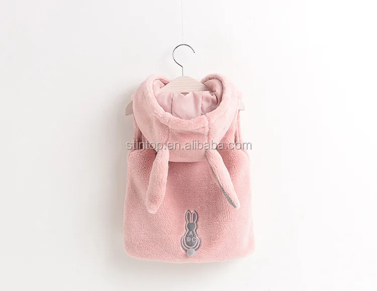 Autumn and winter new rabbit ears hats lambs wool vest baby rabbit waistcoat children hooded vest