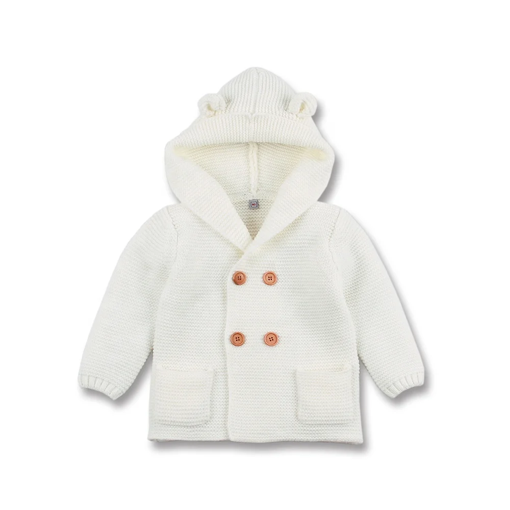 
Knit Unisex Baby Bear Kids Clothing Hooded sweater Coat with ears 
