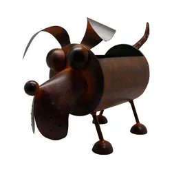 Handmade Metal Cartoon Animal Dog Shape Flower Pot for Decorative Home Ornament