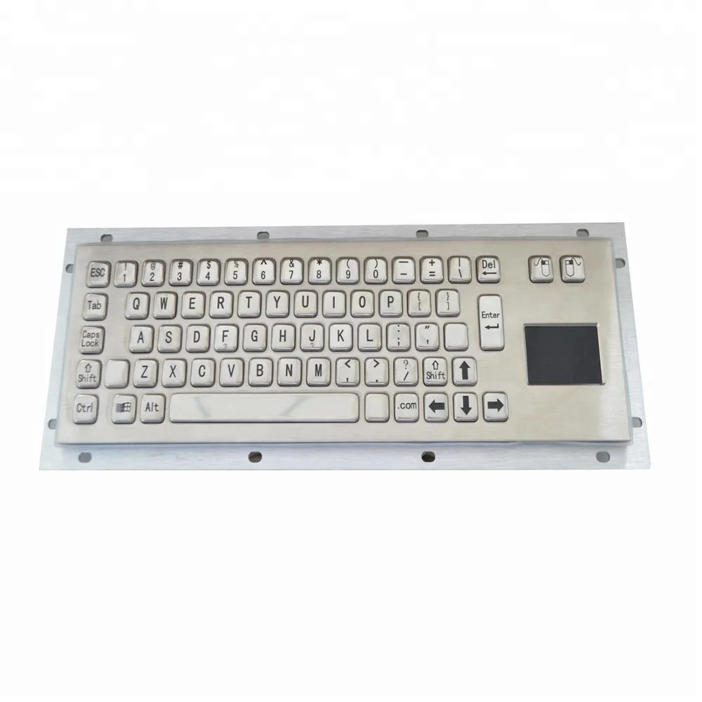 
Industrial Stainless Steel Metal Waterproof USB Keyboard with Trackball Touch Screen 