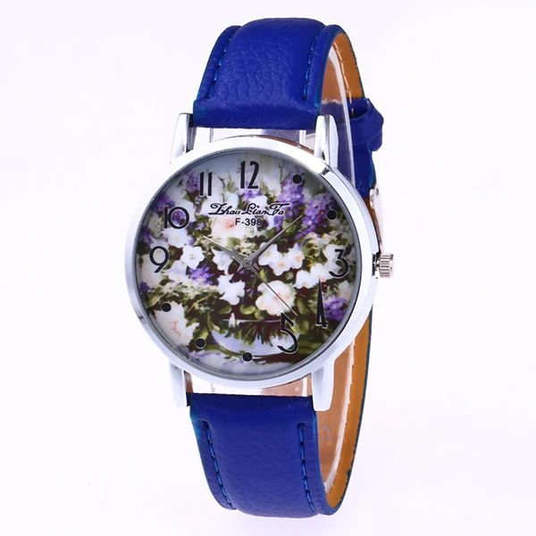 New Styles Fashion Women Watches Rose Flower PU Leather Wrist Watch Diamond Lady Watch Gift Set Women