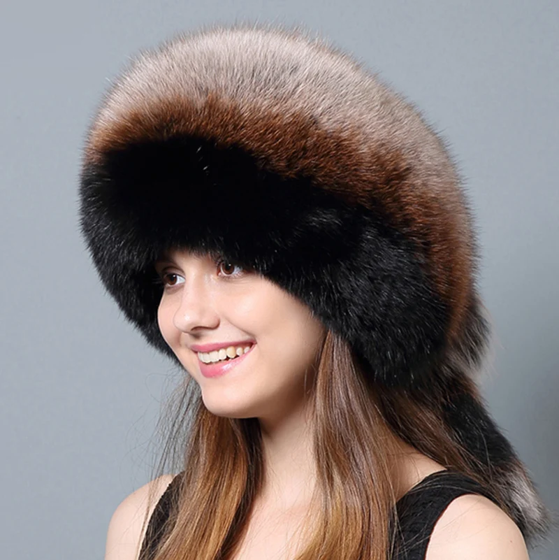 CX-C-79F New Design Fashion Winter Beanie Russian Fox Fur Hat
