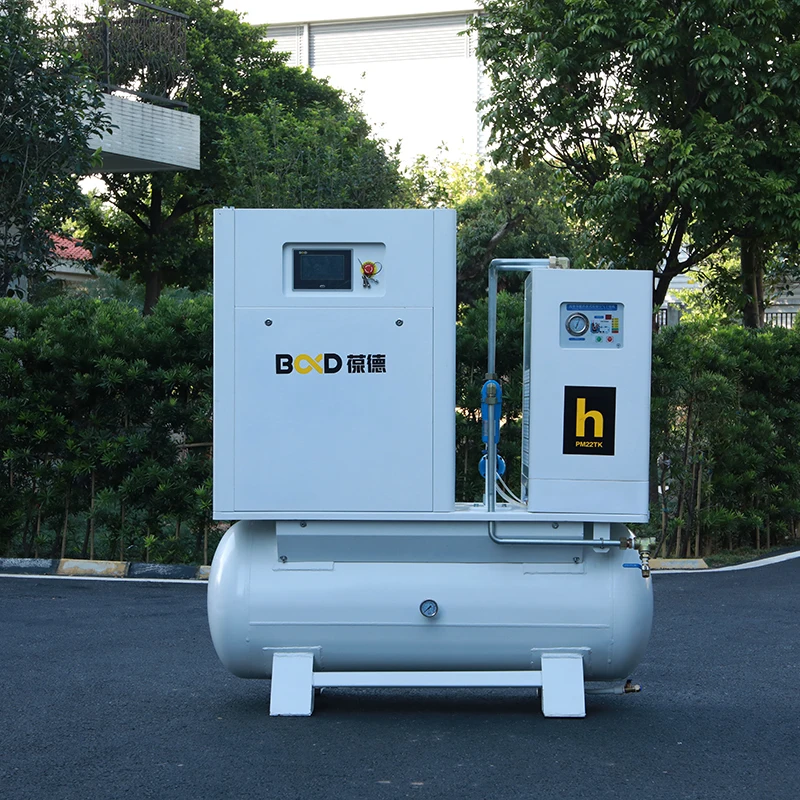 11KW 15HP PM combined type  rotary screw air compressor with air dryer, fine filters and air tank for laser machine