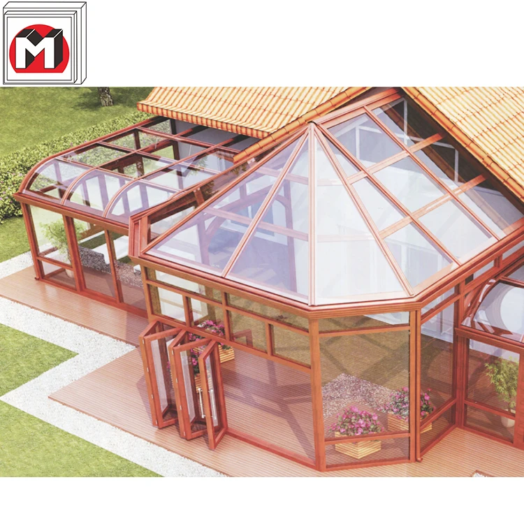 Modular Prefab Four Season Solarium Hollow Sun House doors and windows for aluminum profile Glass Sunrooms
