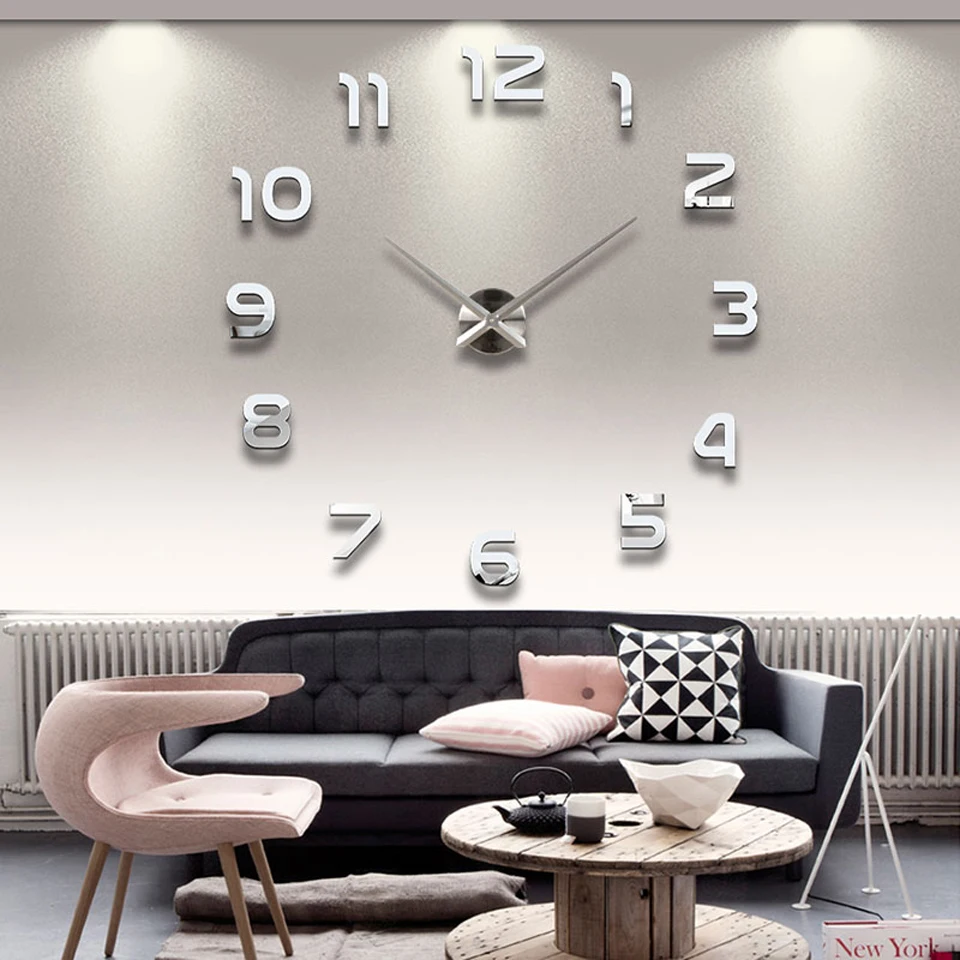 Creative Acrylic Art Clock home decoration big 3d wall clock big modern luxury digital wall clock reloj pared horloges