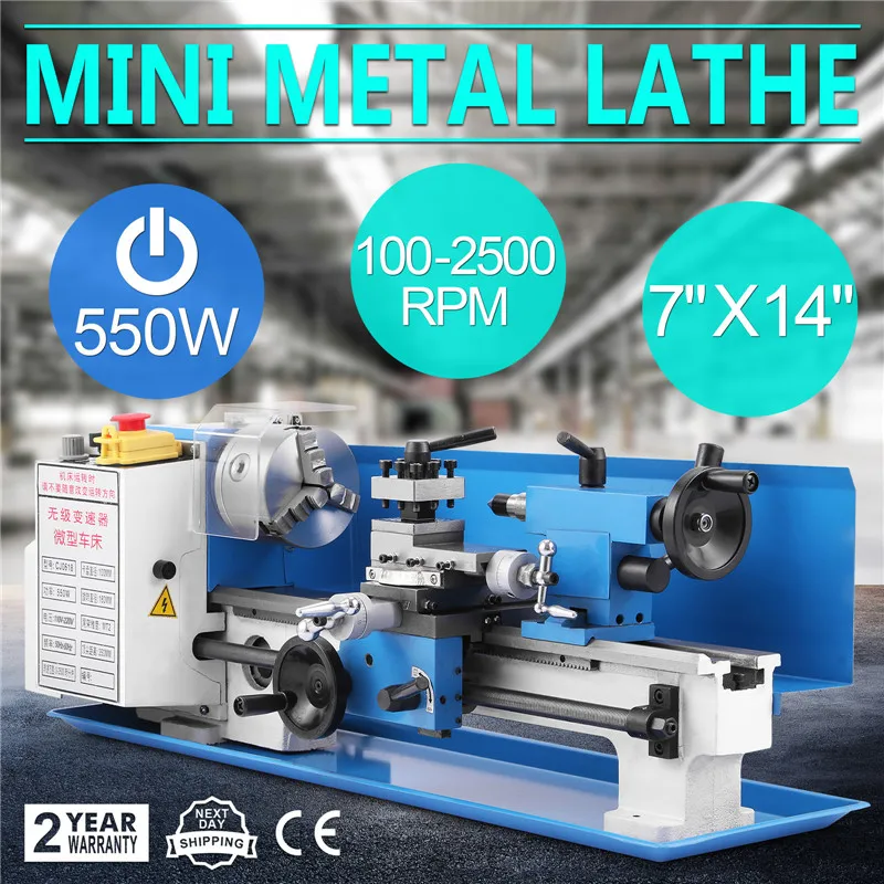 
Metal Lathe Precision Mini Lathe High Speed 2500 RPM 550W Micro Metal Milling Bench Top Lathe Machine 