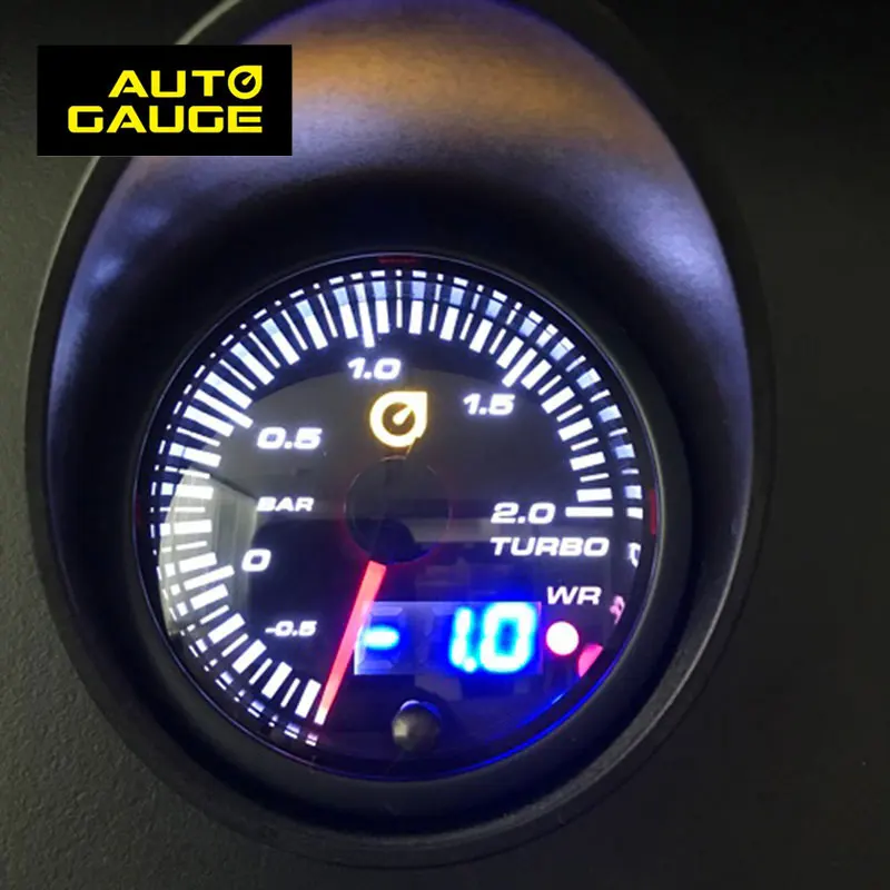 Automatic Tinted Digital Meter Racing Car Peak Warning Boost Turbo Gauge