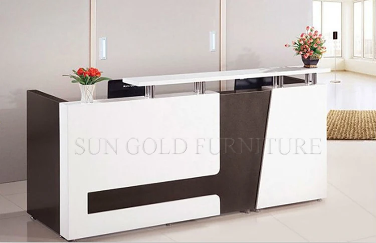 White modern front reception desk counter cheap salon furniture hotel company working computer office reception stand desk