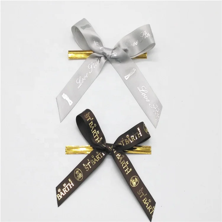 Wholesale Custom Pretied Packing Ribbon Bows With Twist Tie