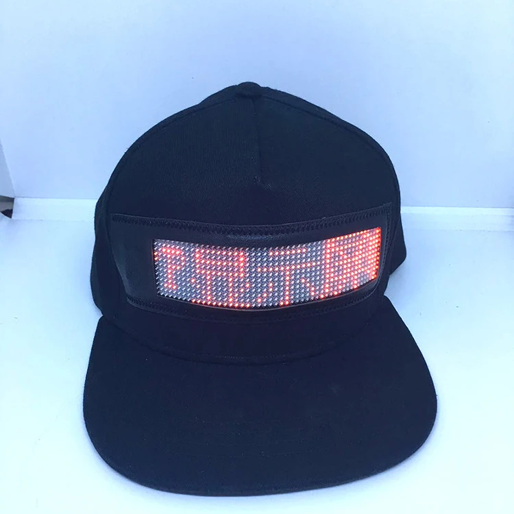 Wholesale USB Rechargeable Led Advertising Scrolling Message Hat LED Display Cap
