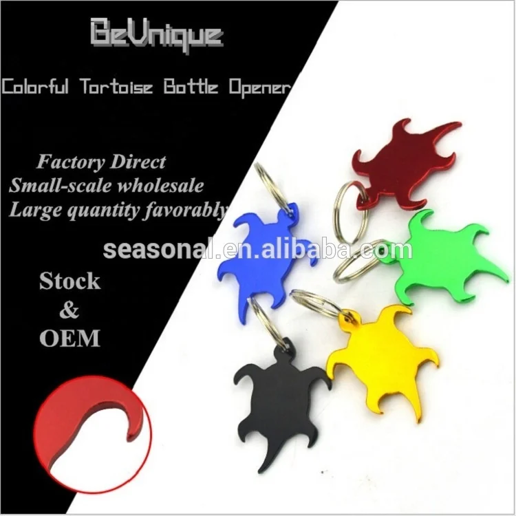 OEM Factory outlet wholesale aluminum spray paint Turtle beer bottle opener keychain