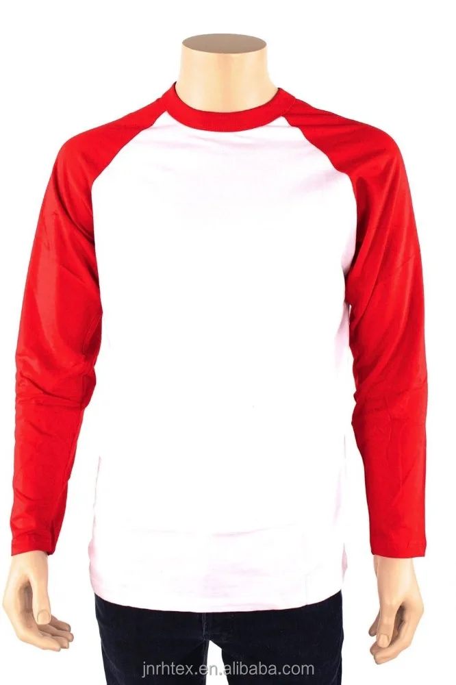 Wholesale 100% Cotton Long Sleeve Baseball T-Shirt Raglan Tee Men