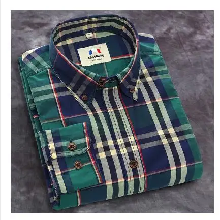 
Wholesale high quality new checks men custom designs long sleeve shirt 