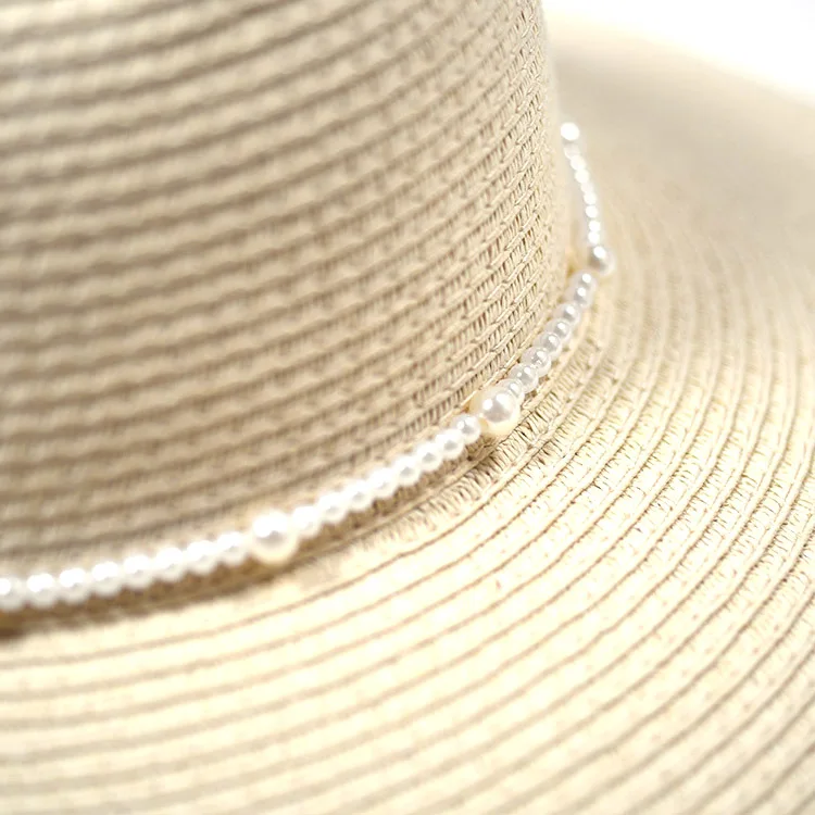 Wholesale custom lady raffia paper boater floppy straw hat panama summer beach sun hats for women