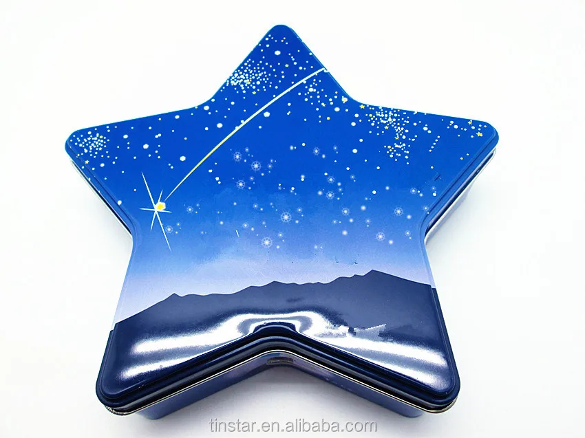 Food grade star shape christmas cookies gift tin box for packaging
