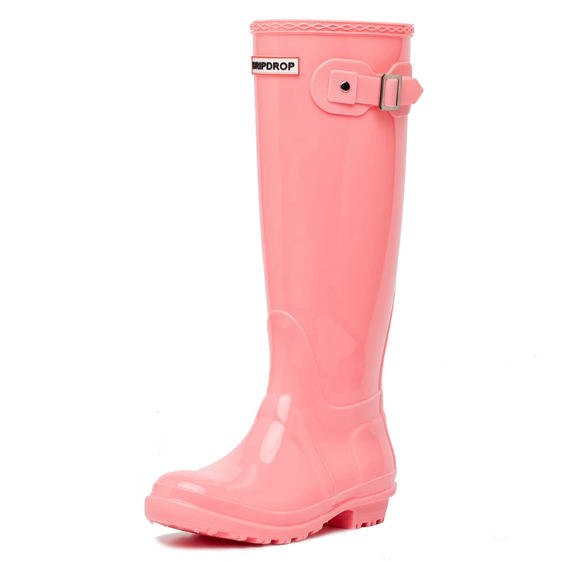 
Hotsales New Design Wellington Rain Boots Ladies Black Shiny Half PVC Rain Boots 