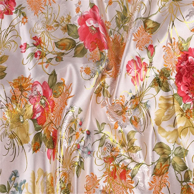 Hot Selling Popular Best Price Chinese Factory Flower Floral Beautiful Brocade Fabric for Vintage Festival Women Dresses