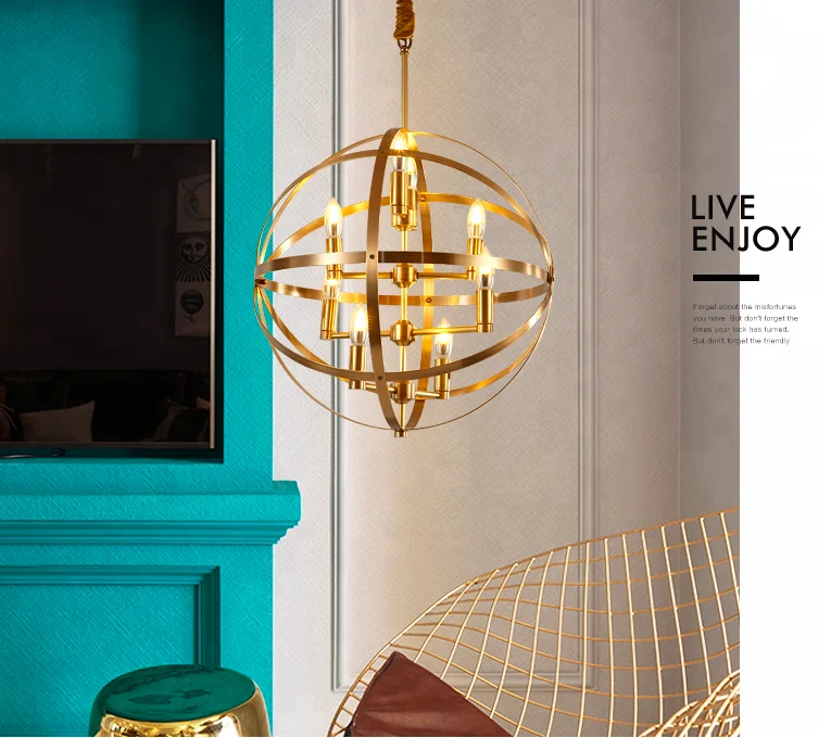 
European Classic Home decorative Round copper pendant hanging light 