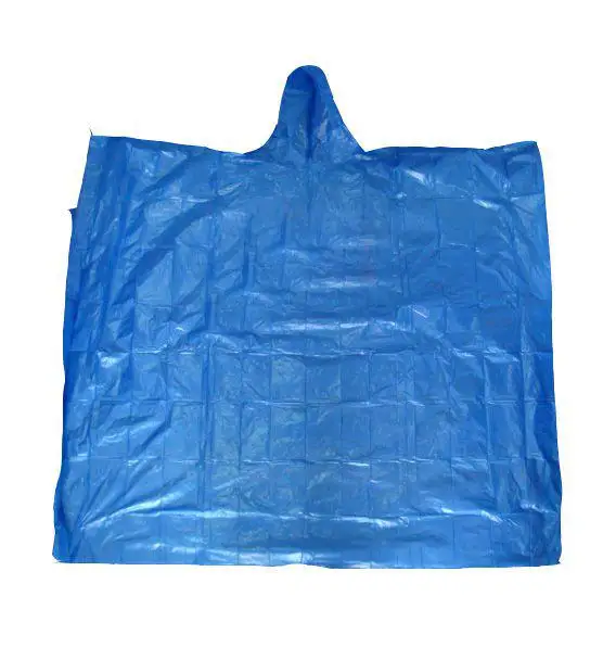 Blue Eco-Friendly PE Rain Cape Waterproof Disposable Raincoat Girls Travel Hiking Rainy Outdoors Logo Decorated Made Eva Plastic