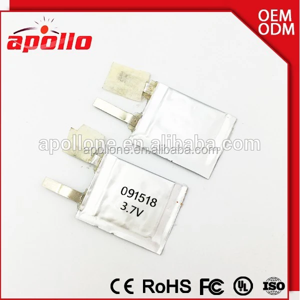 New Arrival !! Ultra small Li-ion Battery 0.9mm Thickness Lipo Battery 091518 3.7v for sale