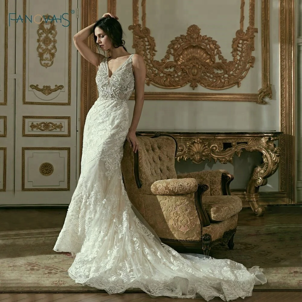 Роскошные свадебные платья с V-образным вырезом ASWY35